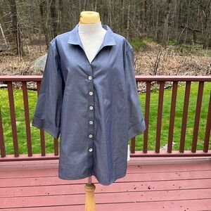 New! Foxcroft women’s plus size 24W, gray cotton shirt.